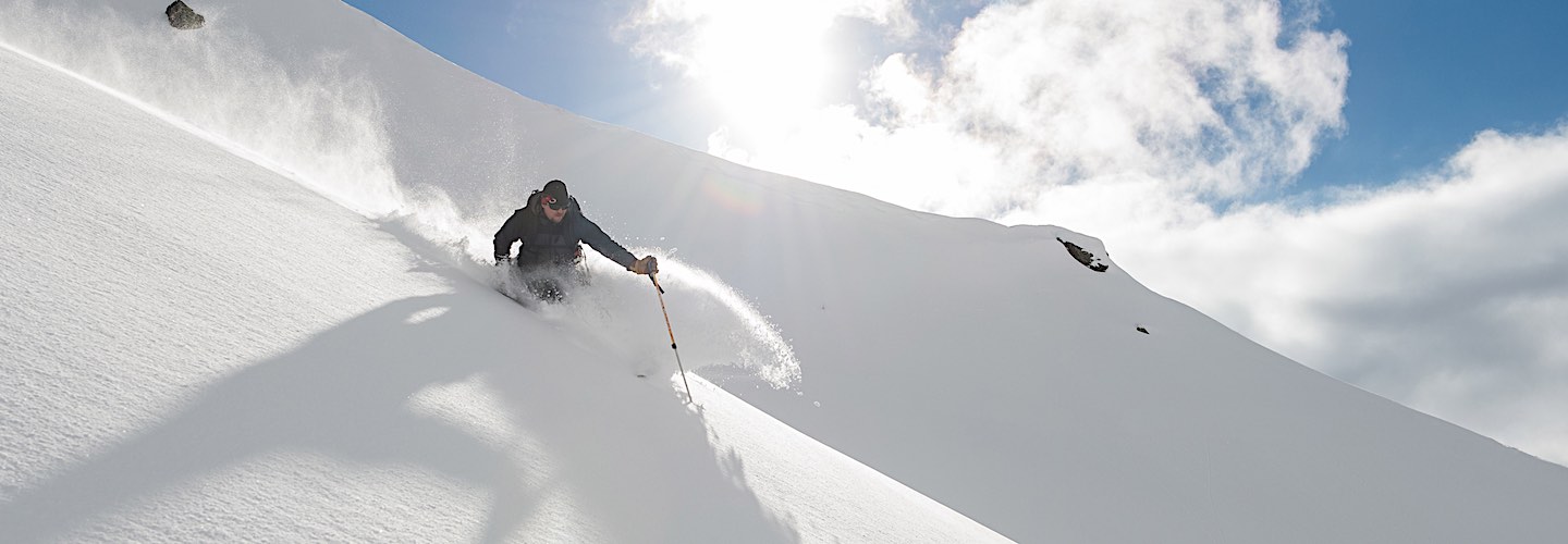 Skier on fresh snow