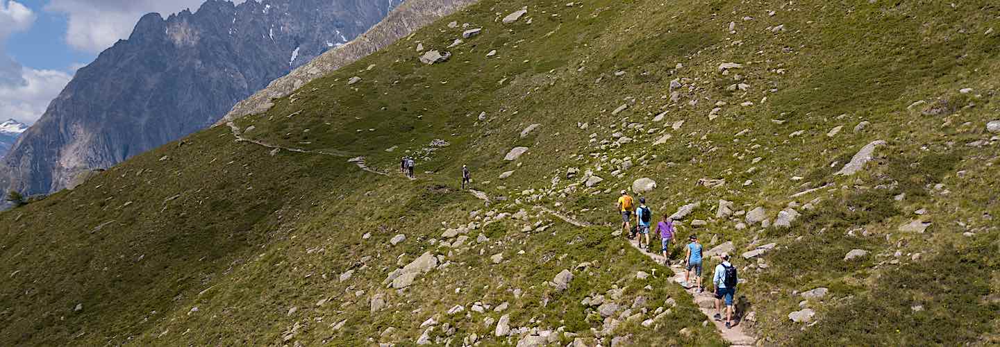 A group on a mountain path